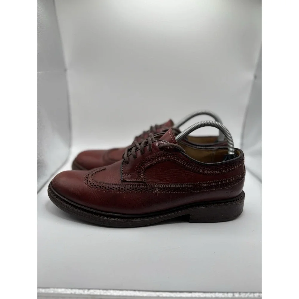Sz 8.5 B - Frye Wingtip Oxford Shoes Red Leather Brogue Dress Casual Mens